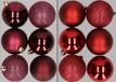 Merkloos / Sans marque Billiet - Vanlaere 12x stuks kunststof kerstballen mix van aubergine en donkerrood 8 cm