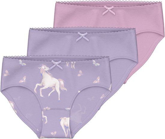 NAME IT NMFBRIEFS 3P Pastel Lilac Horse Meisjes Slip - Maat 104