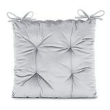 AmeliaHome Aleksa stoelkussen met banden 40x40 cm, zitkussen, fluweel, fluweel, optiek zilver