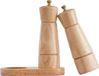 Markenlos Bol Pepper Mill Set - Adjustable Ceramic Salt & Stainless Steel Pepper Mill - 16.5cm Height - Rubber Wood - 5cm Bottom Diameter