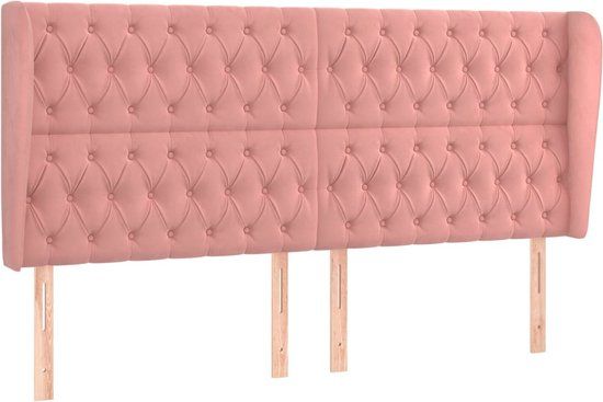 vidaXL Hoofdbord met randen fluweel roze 203x23x118/128 cm