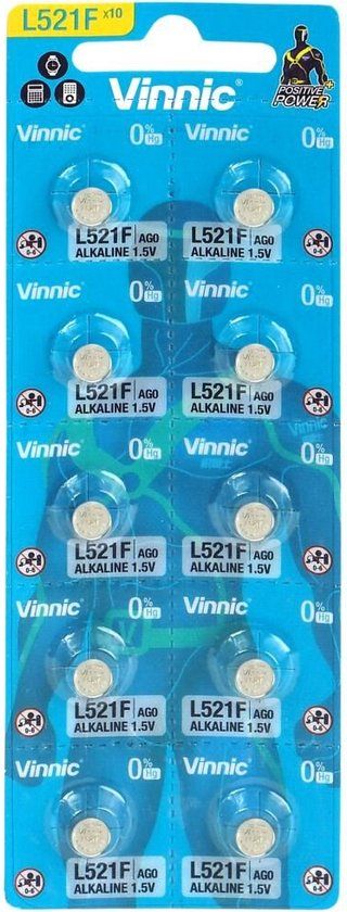 Vinnic L621 / AG1 / LR60 Alkaline Batterijen - 10 stuks