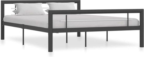 vidaXL Bedframe metaal grijs en wit 120x200 cm