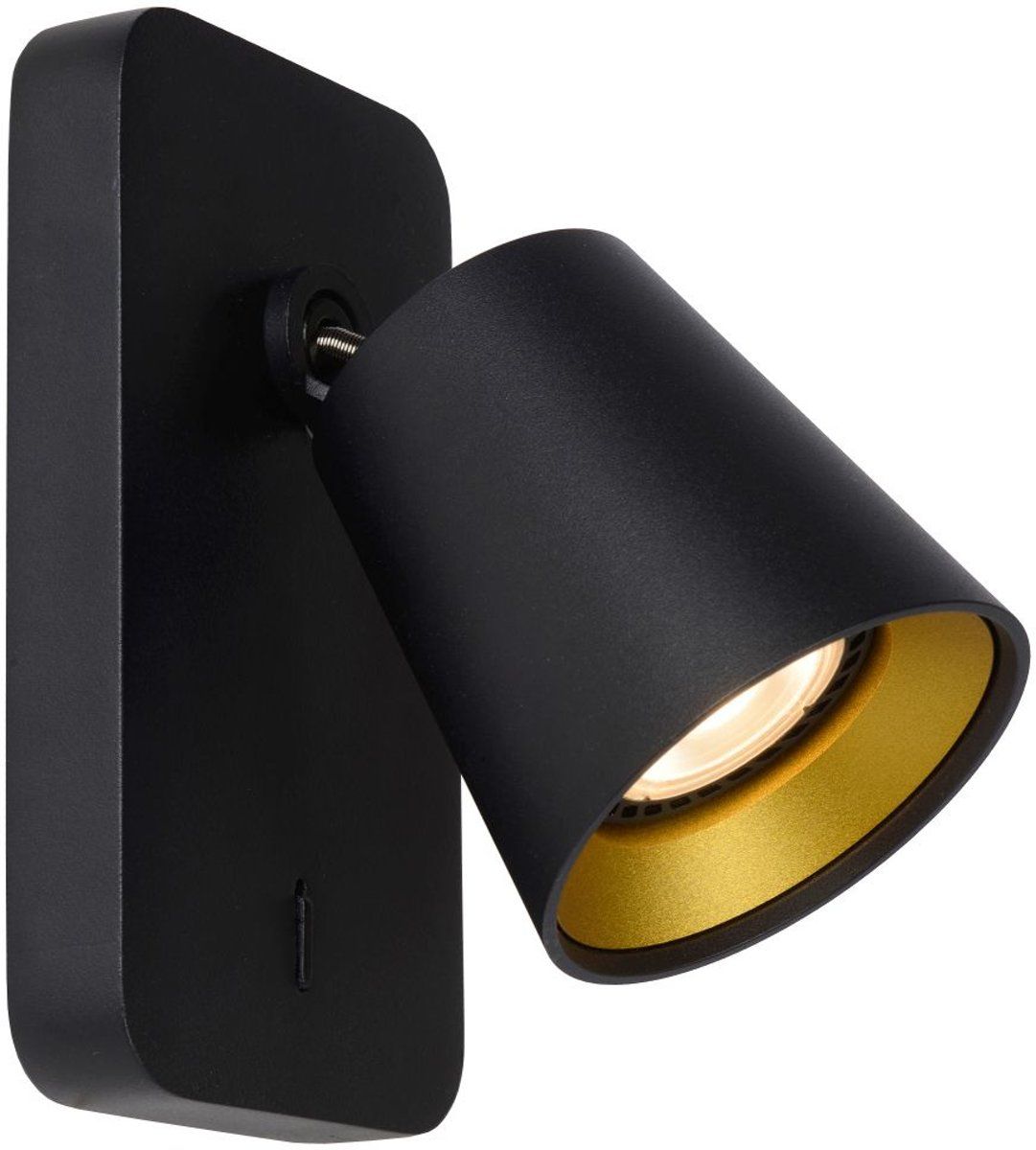 Lucide TURNON Wandspot - Goud/Zwart - Aluminium - 5411212092502