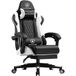 LUCKRACER Gamingstoel, pc-gamingstoel met verstelbare lendensteun, voetensteun en hoofdkussen, wit