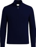 Vercate - Quarter Zip / Half Zip Trui - Cashmere / Kasjmier Blend - Kabeltrui / Pullover - Regular Fit - Donkerblauw - Maat S