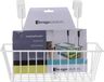 Merkloos / Sans marque Storage Solutions - Mandje met deurhaken - wit - metaal 28 x 9,5 cm