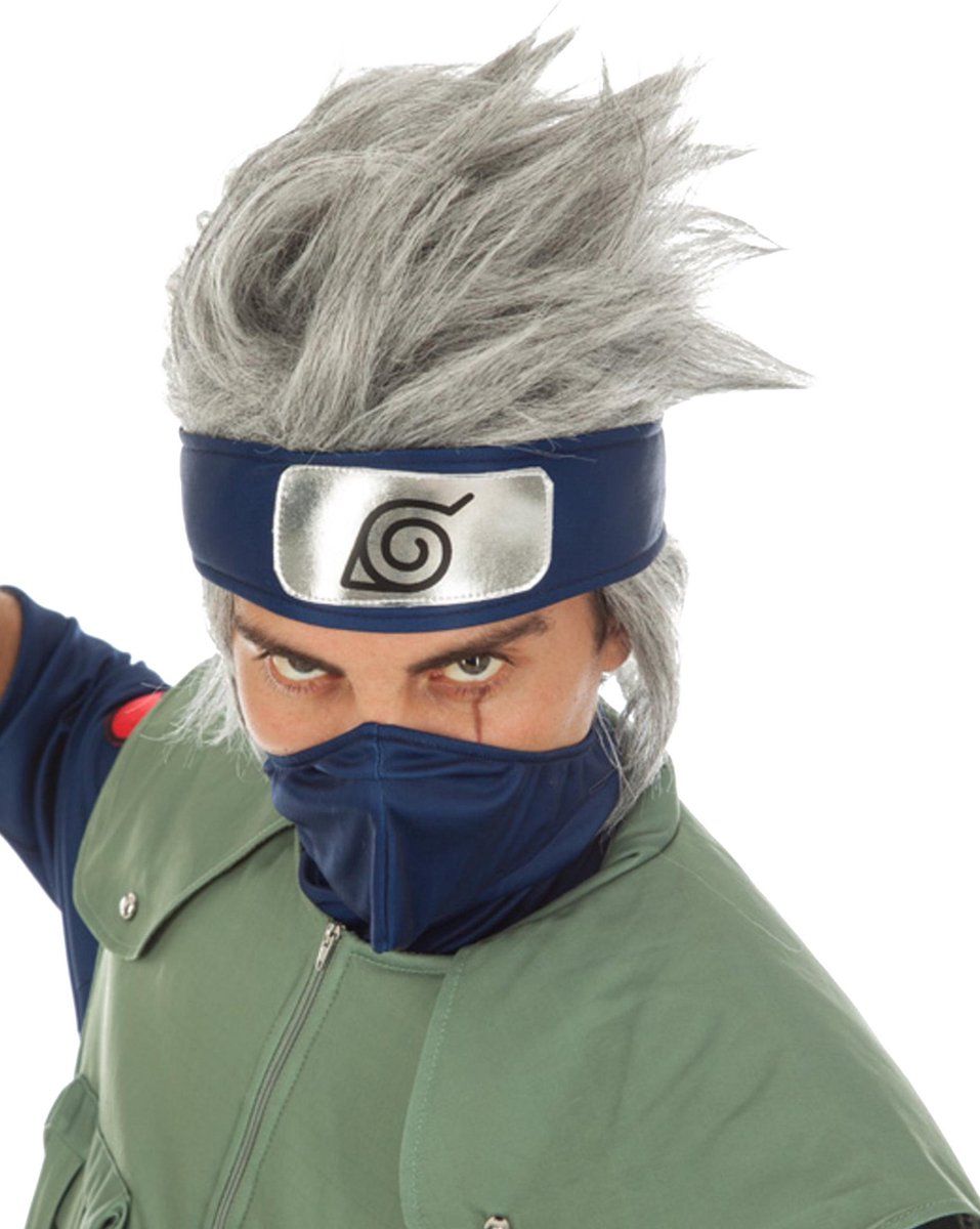 CHAKS - Kakashi Hatake Naruto pruik voor volwassenen - Zilver / Grijs