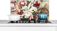 KitchenYeah Spatscherm keuken 80x40 cm - Ernst Haeckel Orchidee - Aluminium