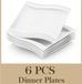 EliteNest Set de dîners - 6 Pièces - Porcelaine blanche - Design carré - 26x27 cm