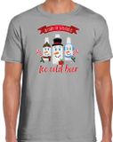 Bellatio Decorations Heren T-shirt IJskoud Bier Kerst - Grijs - XL