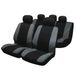 Sakura 'Merton' zwart/grijze stoel- en hoofdsteunbekleding BY0802 - complete set universele bekleding met elastische zoom, geschikt voor zij-airbag en in de machine te wassen