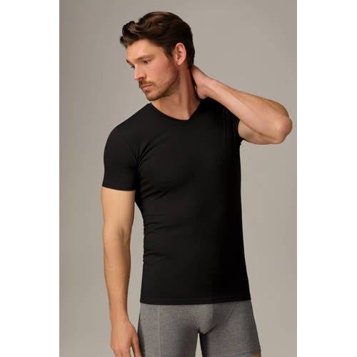Bamigo Bamigo ondershirt Johnson met bamboe (set van 2) zwart