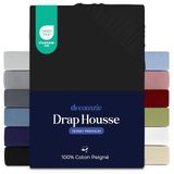Dreamzie Hoeslaken 120x200 cm Katoenjersey, Matrashoogte Tot 22 Cm, Hypoallergeen, Oeko-Tex, Zwart
