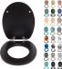 Abattant de toilette Softclose MDF noir bois ajustement universel 37 x 41 cm fixation rapide