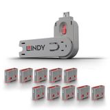 Lindy Bloqueur de port USB Type A - Pack de 10 bloqueurs + clé, rose