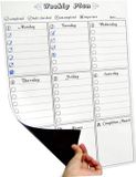 Merkloos Magnetisch Weekplanner whiteboard - Familieplanner - Planbord - Koelkast magneet - Maaltijdplanner - A3 Formaat - Gezinsplanner - To Do Planner - Fitness voeding schema - Menuplanner