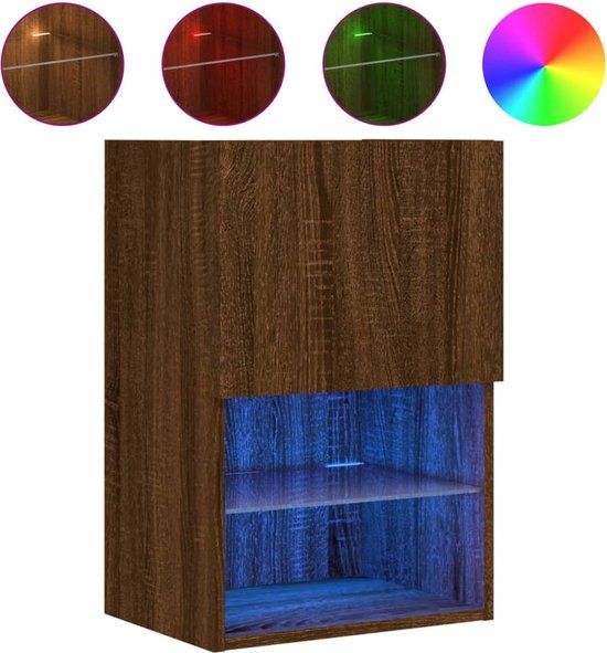 vidaXL Tv-meubel met LED-verlichting 40,5x30x60 cm bruin eikenkleur