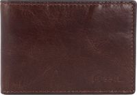 FOSSIL Leren Portemonnee Derrick Money Clip Bifold Dark Brown Bruine