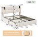 Lit rembourré avec rangement - Lit hydraulique - 140 x 200 cm - Beige - Velours - Tête de lit rembourrée - Rangement - Sommier à lattes en bois