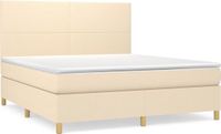vidaXL Boxspringbed met matras, stof, crèmekleurig, 180x200 cm