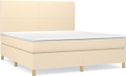 vidaXL Boxspringbed met matras, stof, crèmekleurig, 180x200 cm