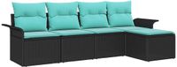 vidaXL - Banc de jardin - Set - 5 - pièces - Noir - poly - rotin