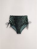 Next Dames Bikinibroekje met hoge taille en ruches - Groen