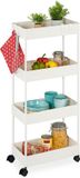 Merkloos / Sans marque Relaxdays keukentrolley op wieltjes - met 4 haakjes - 93 x 40 x 22 cm - kunststof - wit