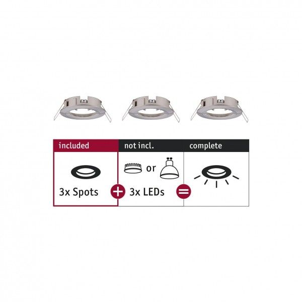 Paulmann Inbouwlamp Choose Basisset star IP44 rond 78mm dimbaar Staal geborsteld