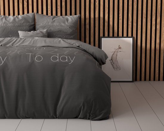 Sleeptime Live Today Dekbedovertrek - 200 x 200/220 cm - Antraciet