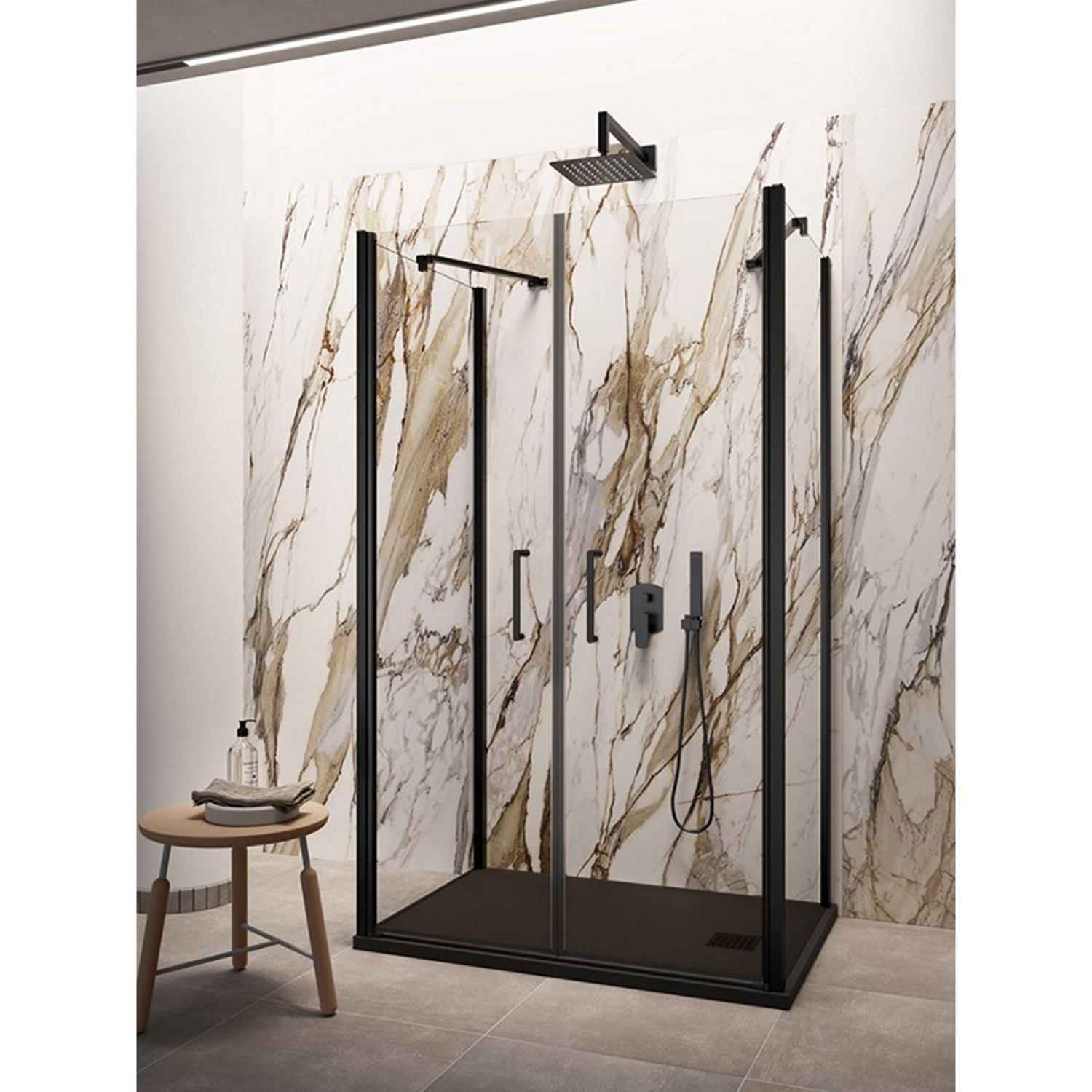 Lacus Douchecabine lacus giglio evo saloon 2 helder glas zwart (alle maten x2 zijwanden)
