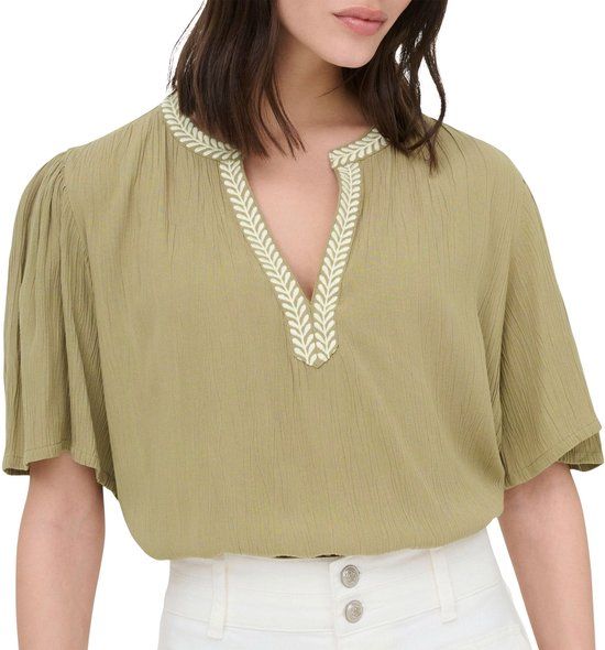 JDY Blousetop met textuur lichtkaki