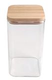 BIRAMBEAU - Keukengerei - Glazen Pot - Opbergdozen - Bamboe Deksel - Ideaal Voor Opslag Droog Voedsel - Losse boodschappen - Inhoud: 750ml, Beige
