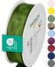 Halbach Seidenbänder Premium cadeaulint met draadrand, breedte 25 mm, lengte 25 m, Öko-Tex 100 gecertificeerd lint, taftband, made in Germany, kleur: mosgroen