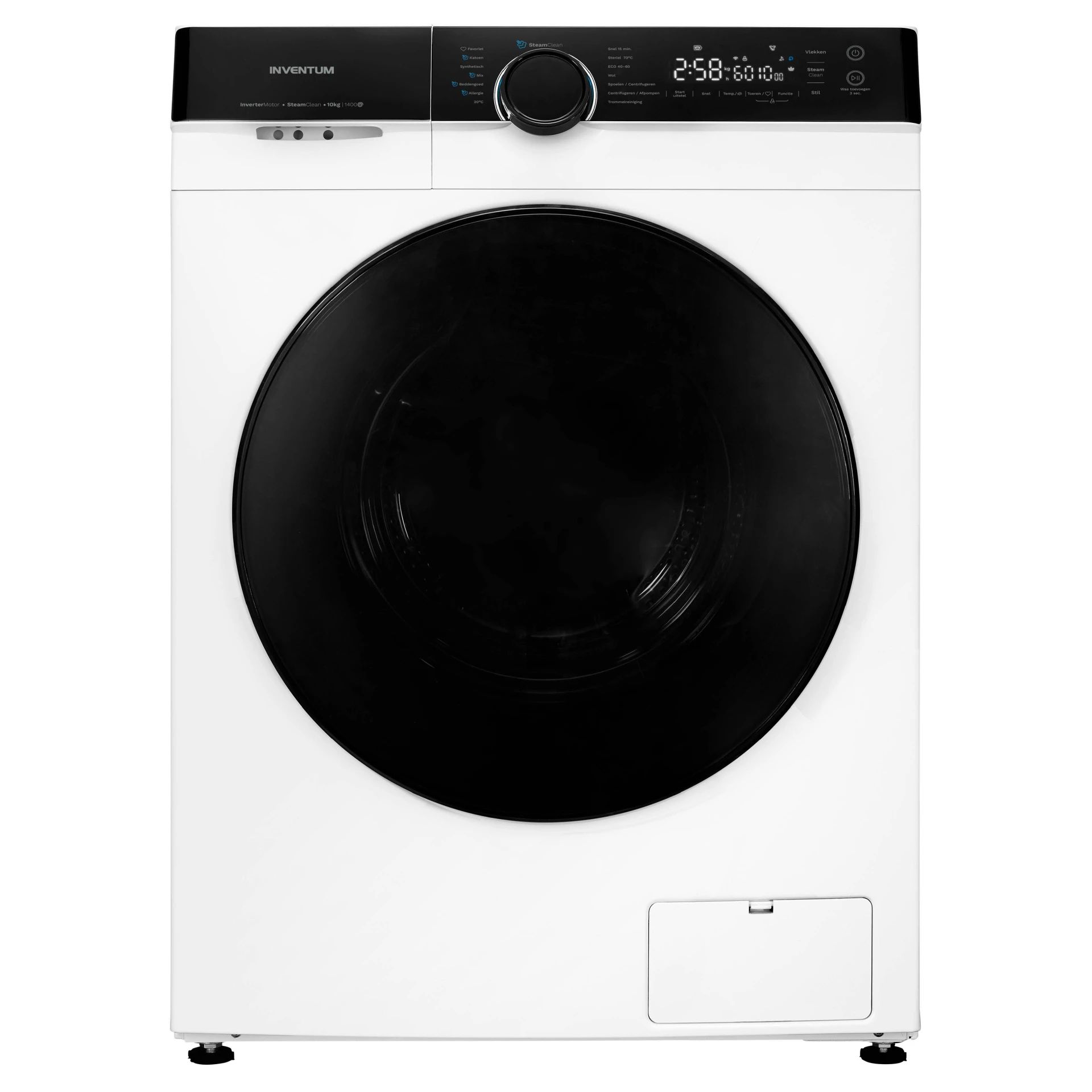 Inventum VWM1010W - Wasmachine - 10kg - 14 programma's - 1400 toeren - Energieklasse A-30% - Steam Clean - Stil: 72 dB - Wit/Zwart