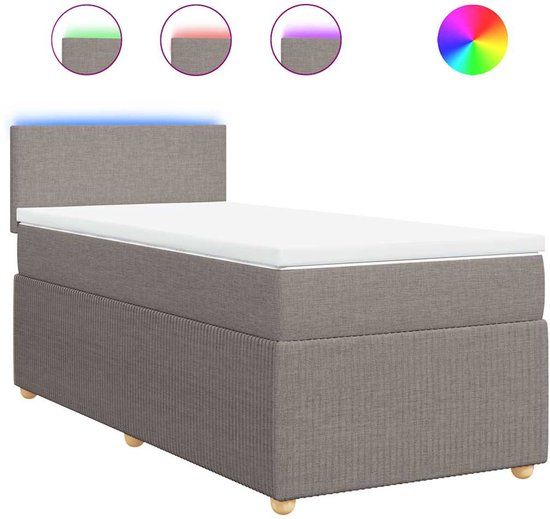 vidaXL Boxspring met matras stof taupe 90x200 cm