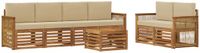 vidaXL - Buiten - bank - set - 7 - st - Natuurlijk - en - Beige - Massief - Acacia - Hout