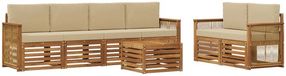 vidaXL - Ensemble de canapé d'extérieur - 7 pièces - Naturel et Beige - Bois d'acacia massif