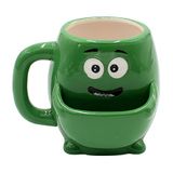 Dekohelden24 Koffiemok met koekjesvak van keramiek, groen monster, afmetingen: ca. 10 x 7 cm, inhoud: 300 ml, groen