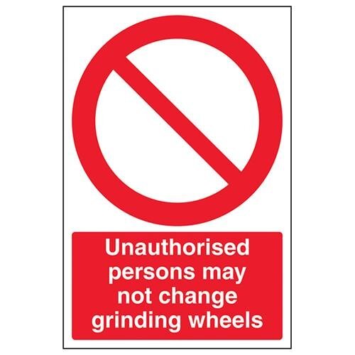 V Safety VSafety Onbevoegde Personen mogen niet veranderen slijpen wielen teken - 200mm x 300mm - Zelfklevende Vinyl