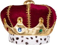 Boland Hoed Majesteit - Kroon voor volwassenen - Rood - Polyester/Acryl - Hoofdomtrek 58 cm
