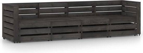 The Living Store Tuinbank Pallet Grenenhout - 69x70x66 cm - Grijs ge&#239;mpregneerd