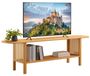Meuble TV en bambou et rotin, 140 cm de large, avec 2 étagères, couleur naturelle