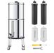 Gravity Zwaartekracht Waterfilter - Aanrechtmodel - Capaciteit 7 + 7,5 L - Actieve Koolstoffilters (2x) - Fluoridefilters (2x) - Vermindert Lood & 99% Chloor - Met Kraan - Inox