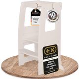 babybay Littlefoot Leertoren, maximale kantelveiligheid door massief beukenhout, bevordering van de motoriek, drievoudig in hoogte verstelbaar, ergonomische instap, uitsparing voor keukengrepen, beige