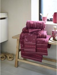 Pip Studio Jasmin Jacquard Badlaken - Dark Pink - 70x140 cm