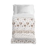 PENSIERI DELICATI Sprei, 220 x 280 cm, 100% piqué katoen, ideaal als decoratie, sprei voor twijfelaar, motief heteluchtballon beige, 100% Made in Italy