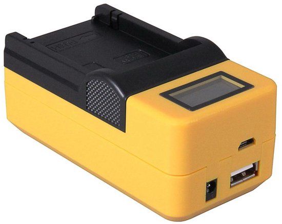 NB-6L / NB-6LH Camera Accu Oplader - Geel - USB - LCD - Snel Lader