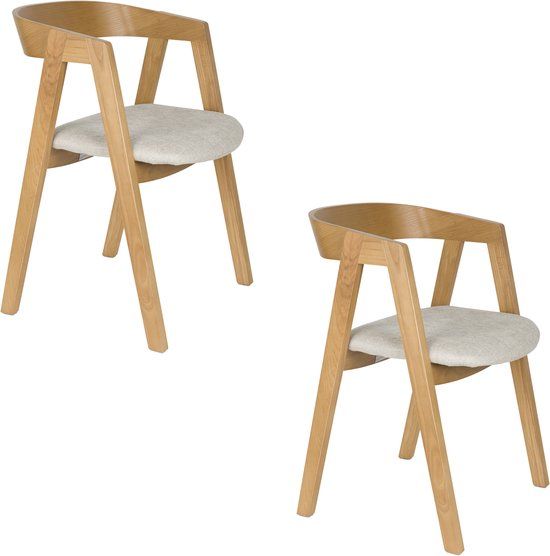 Zuiver Mads Eetkamerstoelen Naturel - Set van 2